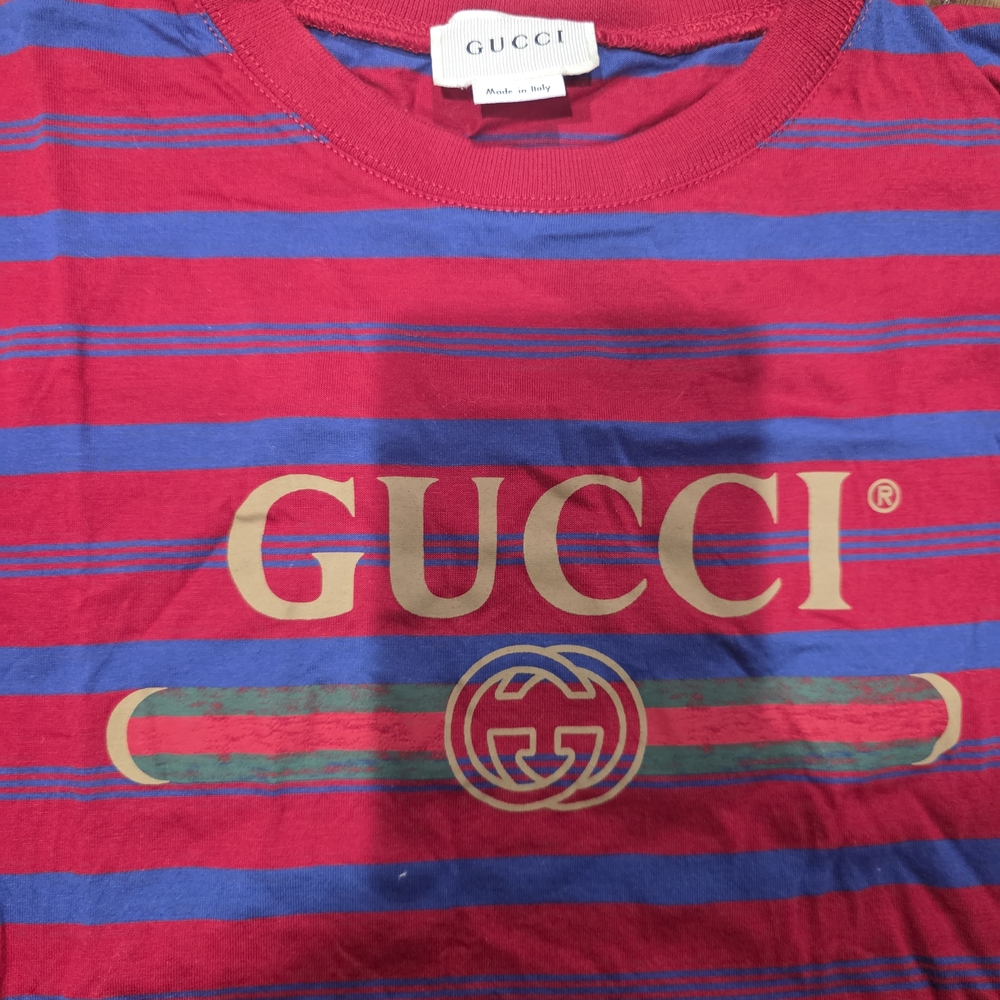 Gucci Red and Blue Striped T-Shirt Size 10 LiKE NEW